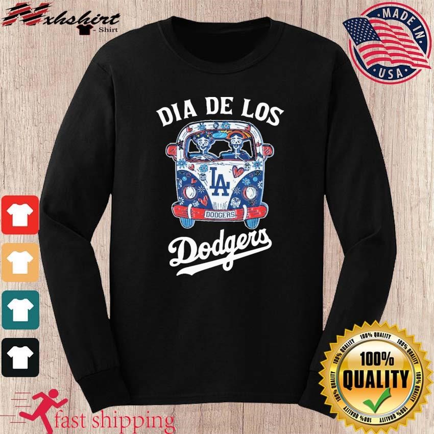 Top hippie car Los Angeles Dodgers skull dia de Los Dodgers shirt