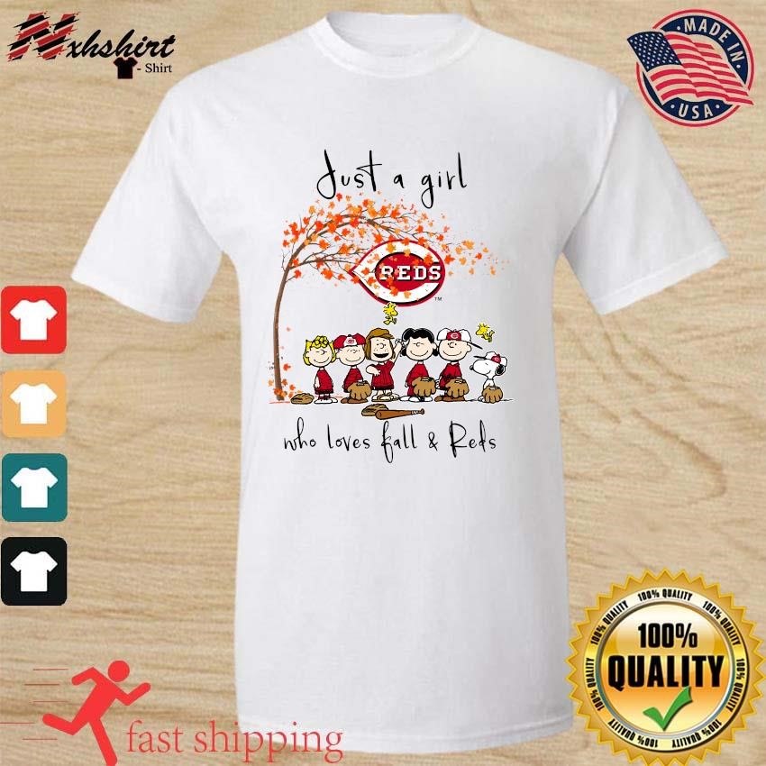 The Peanuts Just A Girl Who Loves Fall Cincinnati Reds Shirt - Shibtee  Clothing