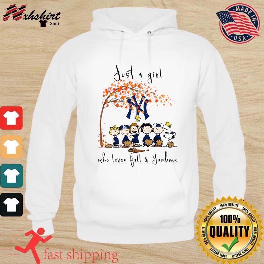 Official the Peanuts Just A Girl Who Loves Fall New York Yankees Shirt,  hoodie, sweater, long sleeve and tank top