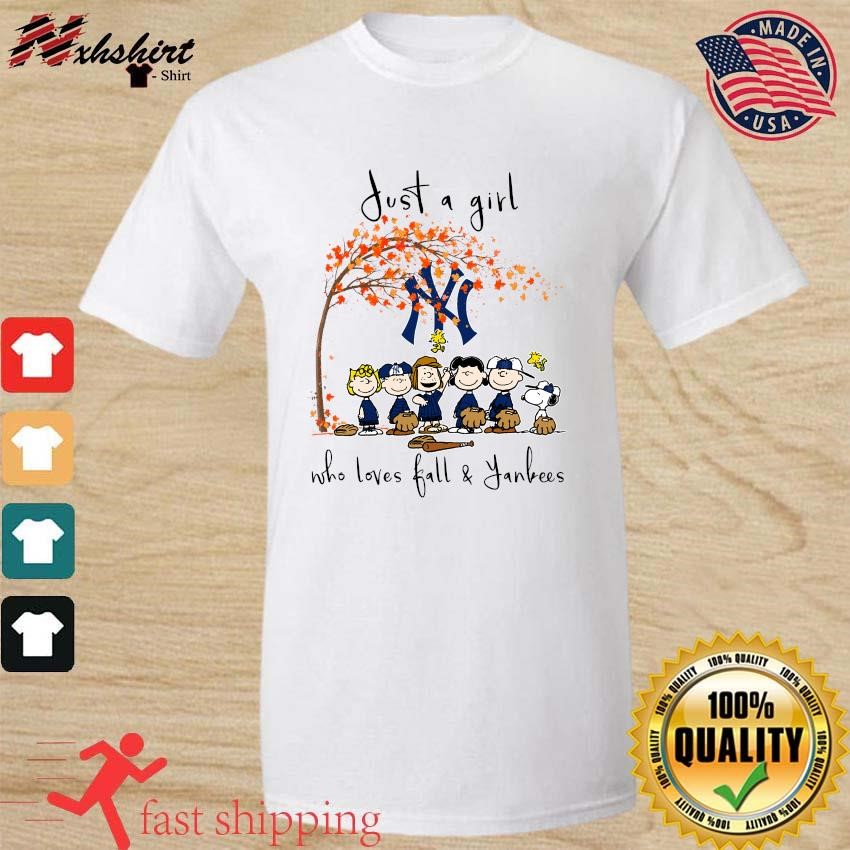 The Peanuts Just A Girl Who Loves Fall New York Yankees Shirt -  Reallgraphics