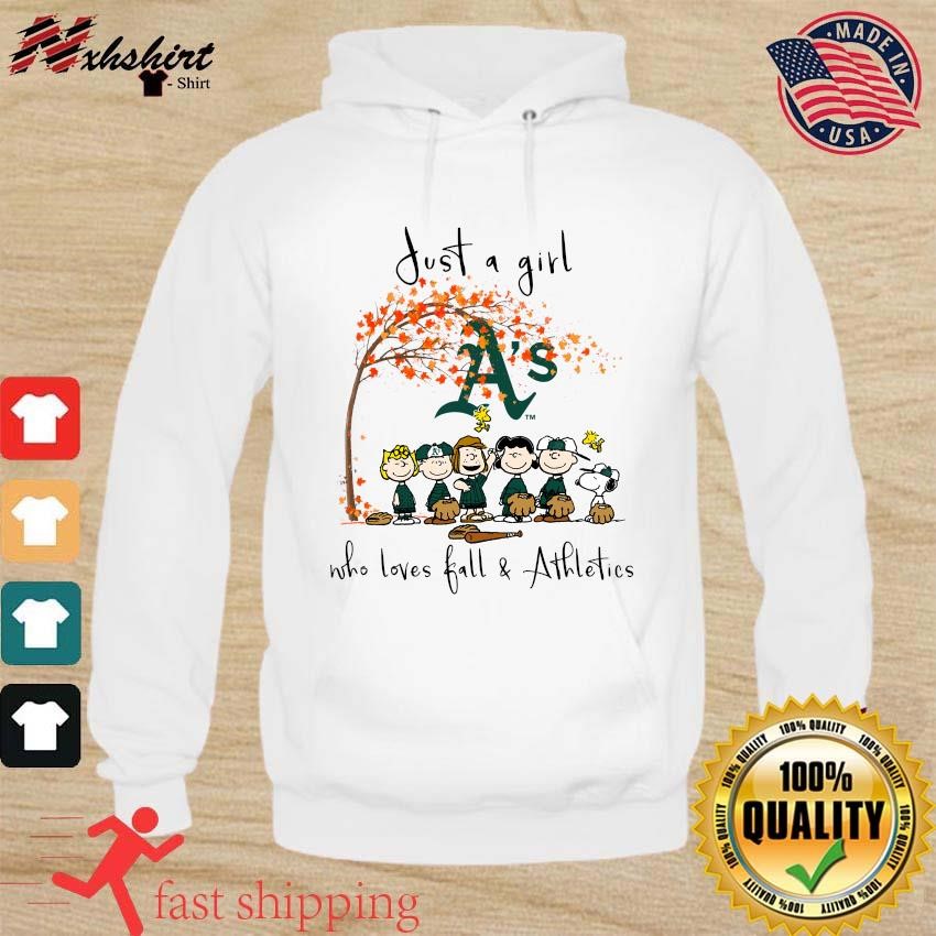 The Peanuts Just A Girl Who Loves Fall Oakland Athletics Shirt, hoodie,  sweater, long sleeve and tank top