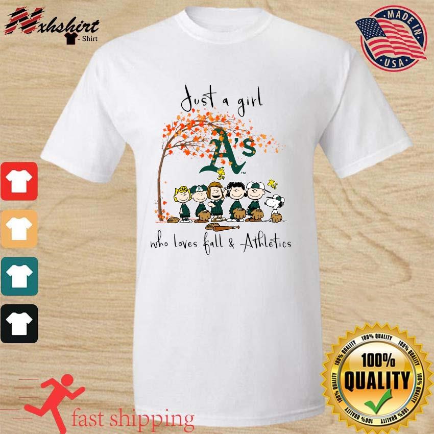 The Peanuts Just A Girl Who Loves Fall Oakland Athletics Shirt