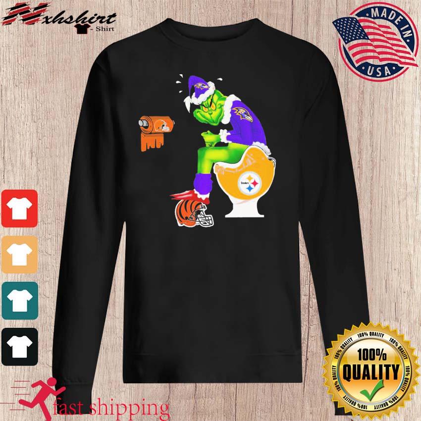 Official Grinch baltimore ravens shit on Pittsburgh Steelers T-shirt,  hoodie, tank top, sweater and long sleeve t-shirt