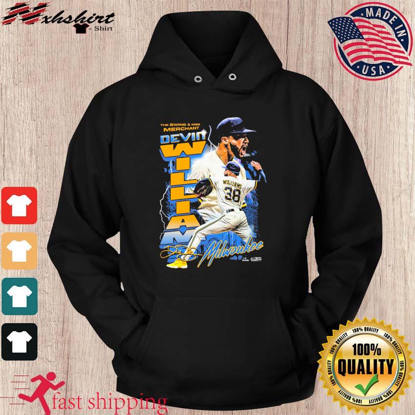 Devin Williams swing and miss merchant Milwaukee Brewers baseball shirt,  hoodie, sweater and v-neck t-shirt