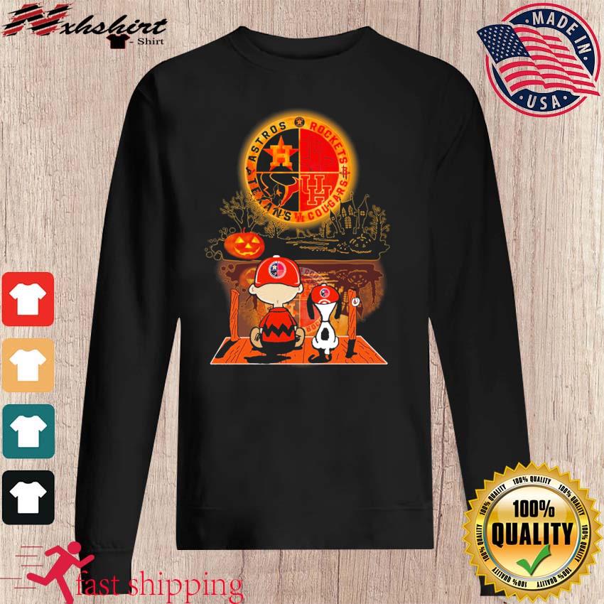 Houston Astros Peanuts Snoopy and Charlie Browns Watching Halloween Shirt,  hoodie, sweater, long sleeve and tank top