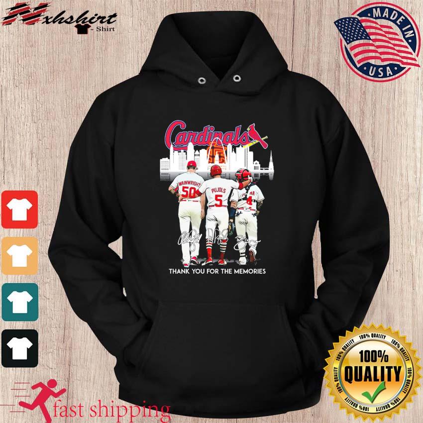 St. Louis Cardinals Wainwright Pujols And Molina Thank You For The Memories  signatures shirt, hoodie, sweater, long sleeve and tank top