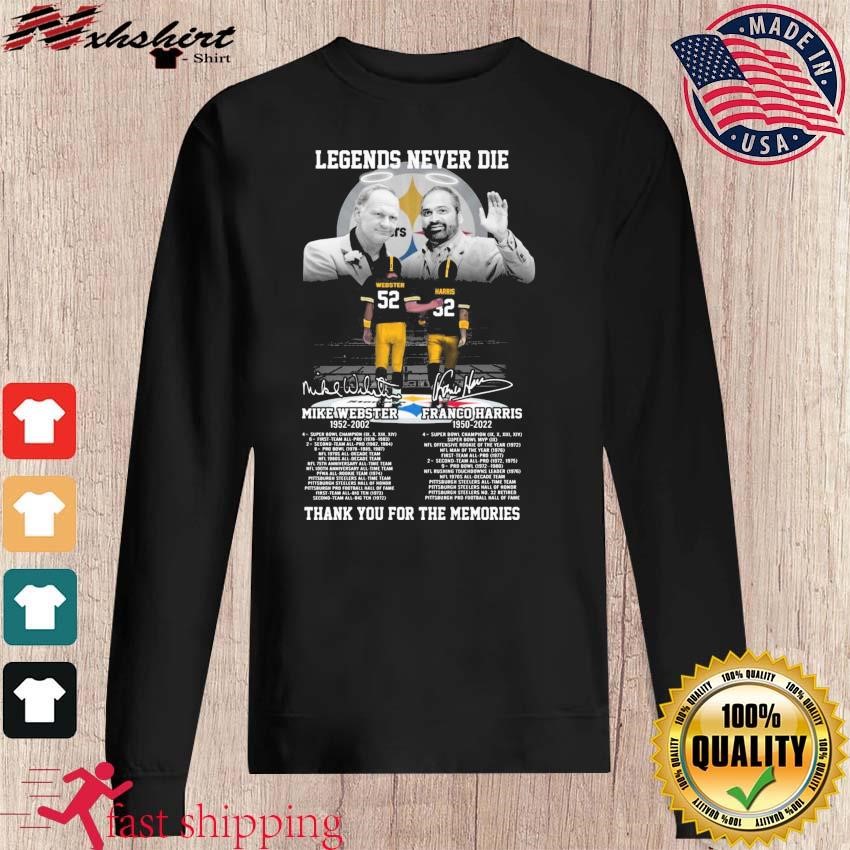 Franco Harris 1950 2022 Thank You For The Memories Signatures Shirt,  hoodie, sweater, long sleeve and tank top