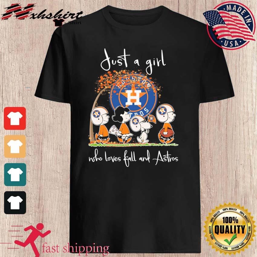 Just A Girl Who Loves Fall And Peanuts Snoopy Houston Astros Shirt, hoodie,  sweater, long sleeve and tank top