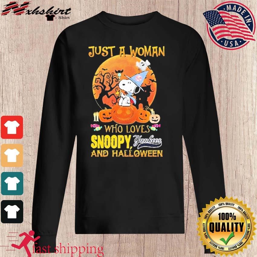 Just a woman who love snoopy Yankees and halloween shirt, hoodie