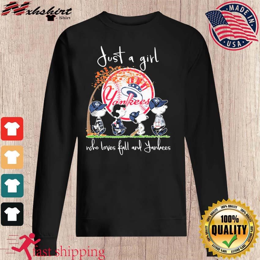 The Peanuts Just A Girl Who Loves Fall New York Yankees T Shirt, hoodie,  sweater and long sleeve