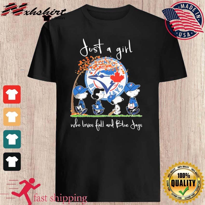 The Peanuts Just A Girl Who Loves Fall Toronto Blue Jays Shirt