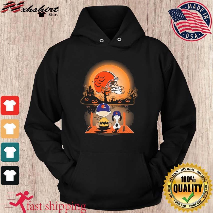 Peanuts Charlie Brown and Snoopy characters Halloween Cleveland Browns  helmet shirt, hoodie, sweater, long sleeve and tank top