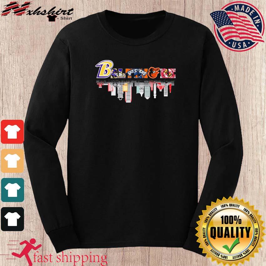 Baltimore Ravens And Baltimore Orioles Mascot Skyline shirt, hoodie,  sweater, long sleeve and tank top