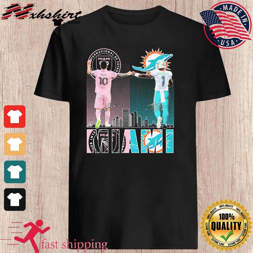 Inter Miami Messi And Dolphins Tagovailod City Champions T Shirt