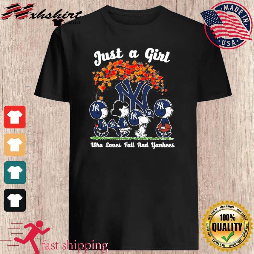 The Peanuts Just A Girl Who Loves Fall New York Yankees T Shirt, hoodie,  sweater and long sleeve