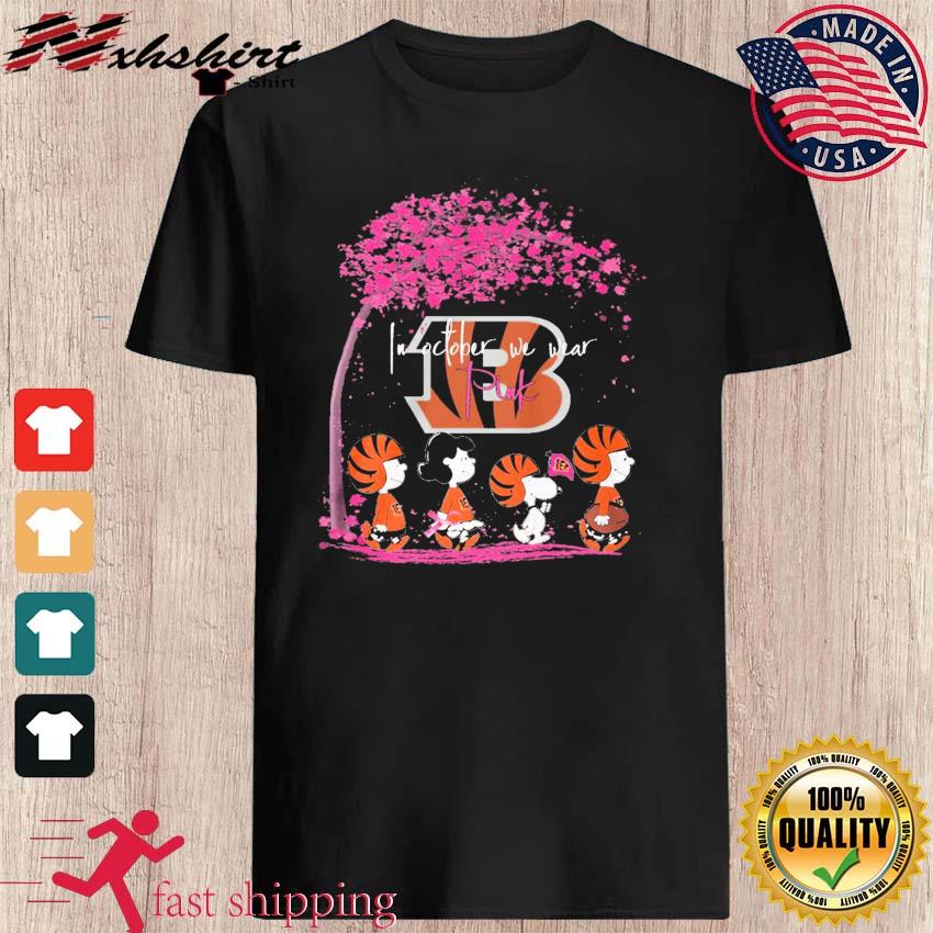 Peanuts Characters Cincinnati Bengals In October We Wear Pink Shirt -  Teespix - Store Fashion LLC