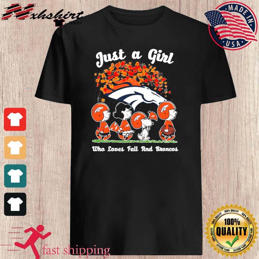 Peanuts Characters Just A Girl Who Loves Fall And Denver Broncos Shirt,  hoodie, sweater, long sleeve and tank top