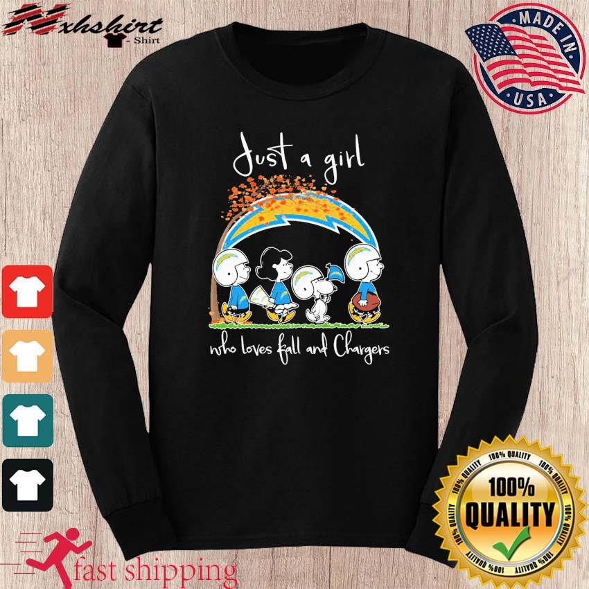 Just a girl who loves fall and chargers shirt, hoodie, sweater, long sleeve  and tank top