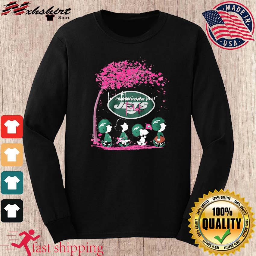 The Peanuts Characters New York Jets In October We Wear Pink Shirt