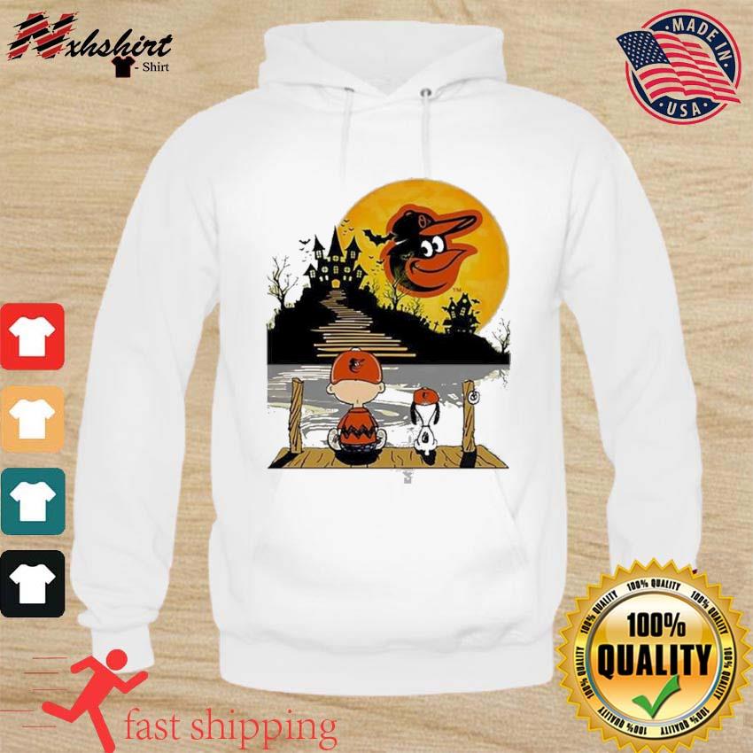 Snoopy Charlie Brown Sit Under Moon Baltimore Orioles Halloween Shirt,  hoodie, sweater and long sleeve