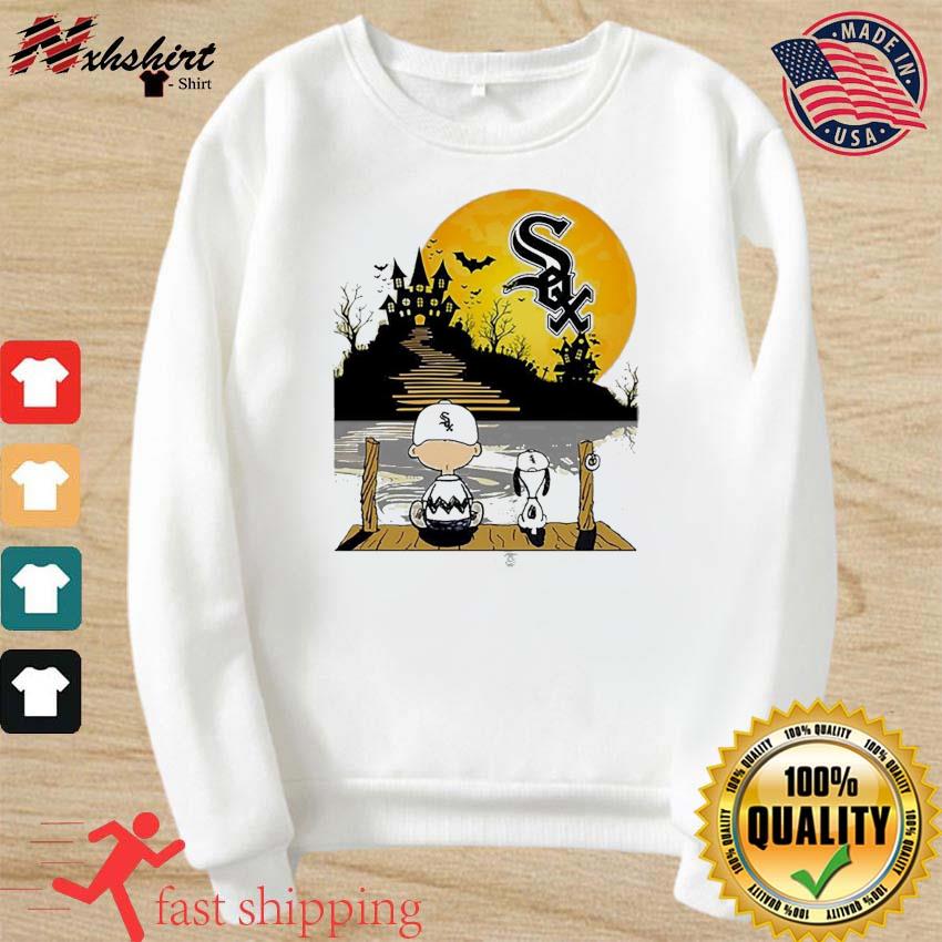 Chicago White Sox Snoopy and Charlie Brown Sit Under Moon Peanuts Halloween  shirt, hoodie, sweater, long sleeve and tank top