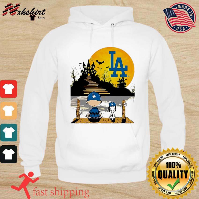 Los Angeles Dodgers Snoopy and Charlie Brown Sit Under Moon Peanuts  Halloween shirt, hoodie, sweater, long sleeve and tank top