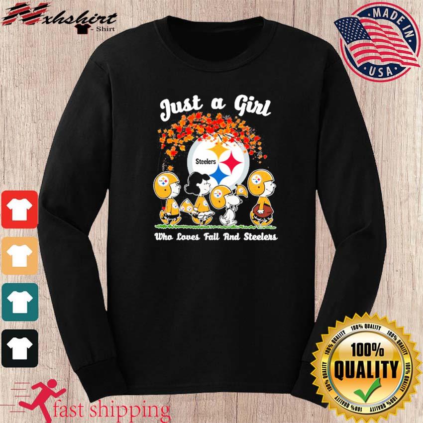 Snoopy Just A Girl Who Loves Fall Peanuts and Pittsburgh Steelers Shirt,  hoodie, sweater, long sleeve and tank top