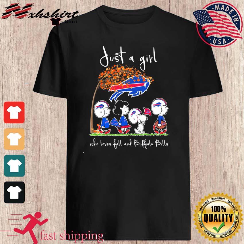 Snoopy Peanuts Just A Girl Who Loves Fall And Buffalo Bills Shirt