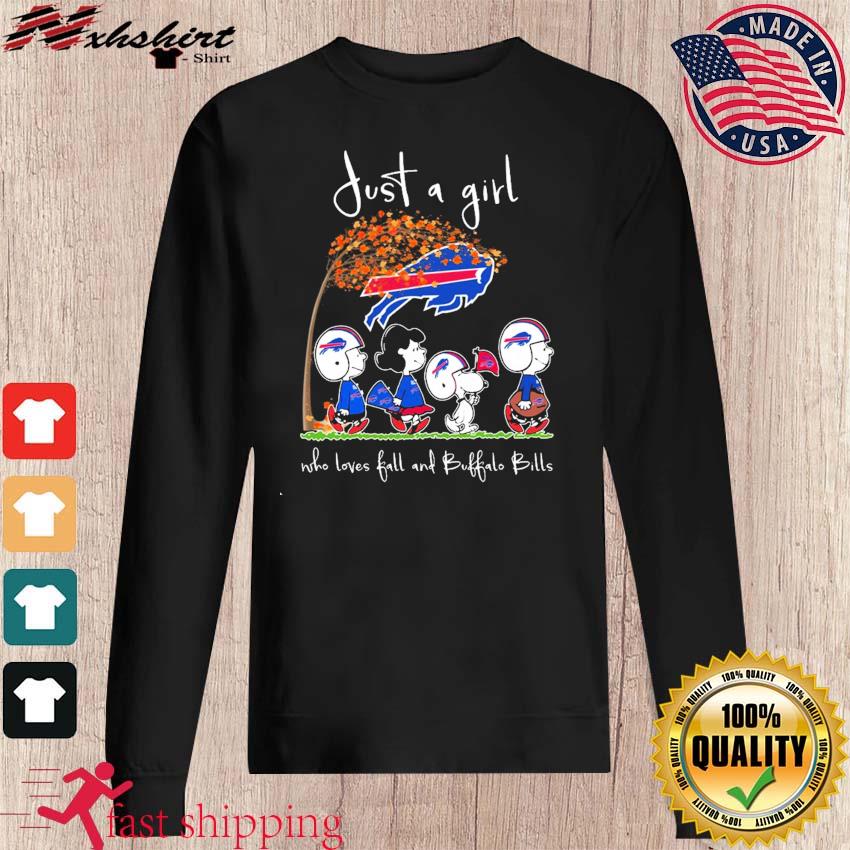 Snoopy Peanuts Just A Girl Who Loves Fall And Buffalo Bills Shirt