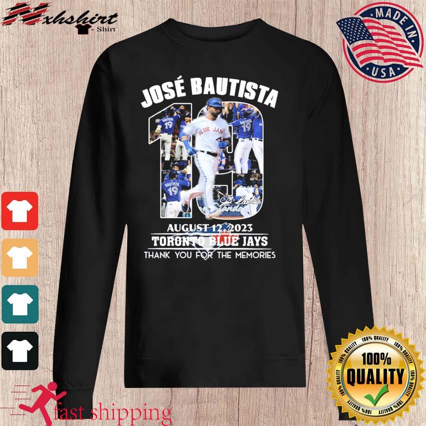 Official jose Bautista 19 August 12 2023 Toronto Blue Jays Thank You For  The Memories Shirt