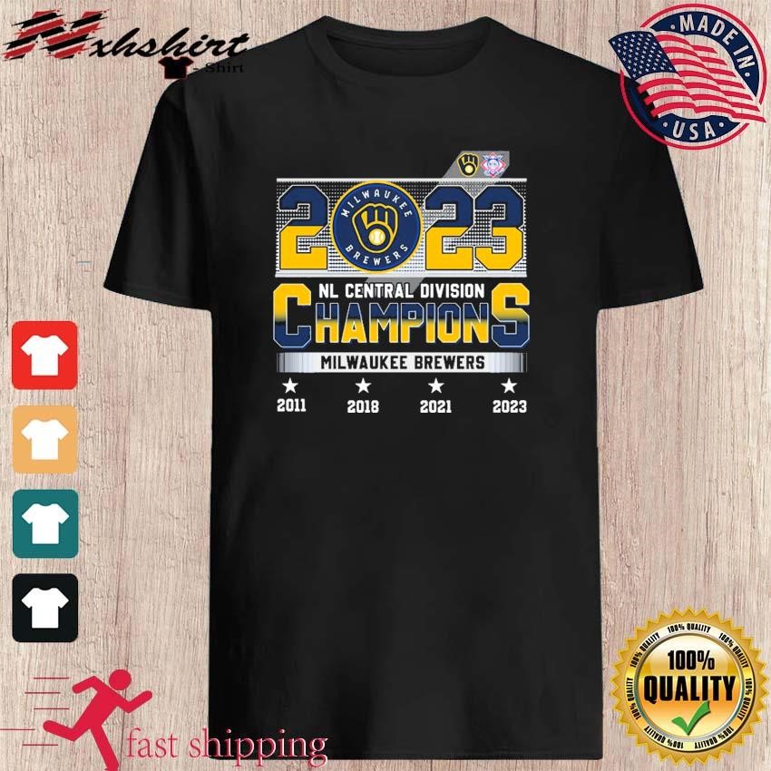 4--Time NL Central Division Champions Milwaukee Brewers shirt