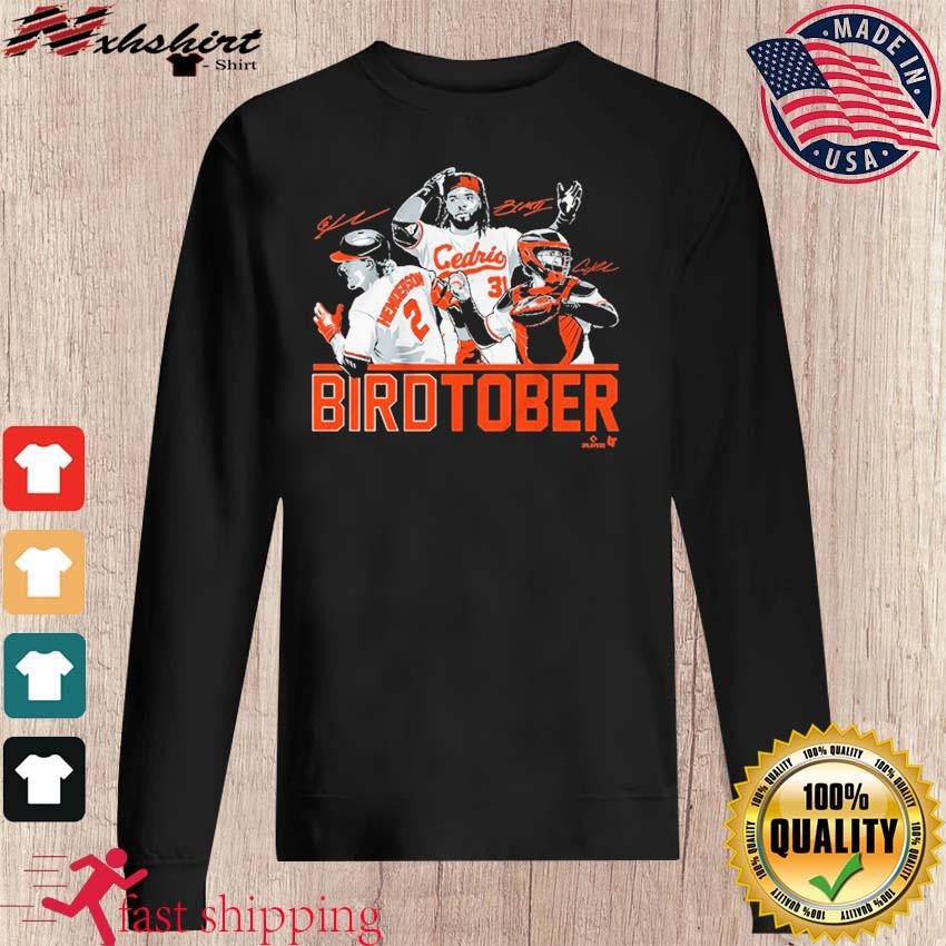 Adley Rutschman Gunnar Henderson & Cedric Mullins Birdtober Shirt, hoodie,  sweater, long sleeve and tank top