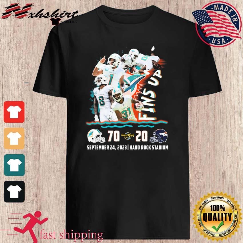 Fins up Miami Dolphins 70 20 Denver Broncos September 24 2023 shirt -  Limotees