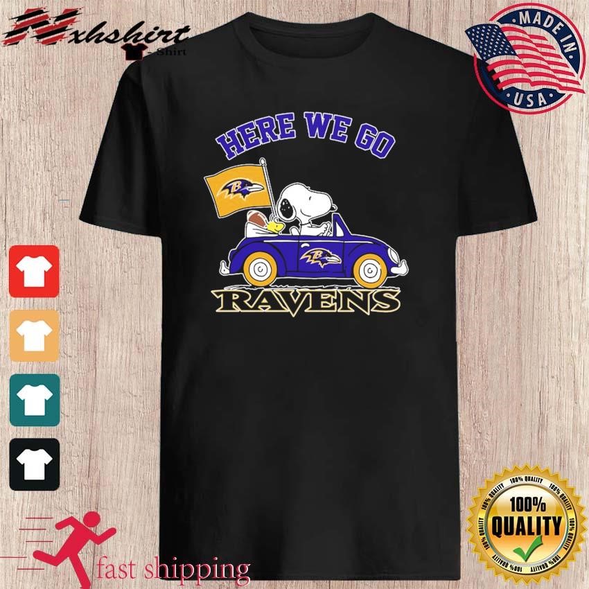 Baltimore Ravens Snoopy and Charlie Brown with Woodstock cartoon T