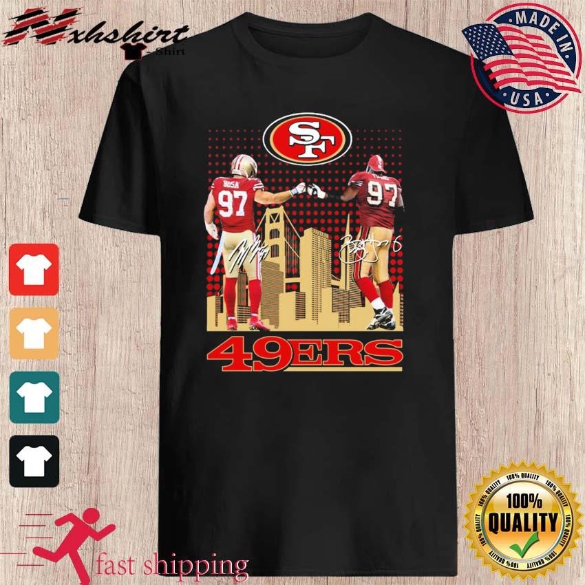 Nick Bosa 97 San Francisco 49ers player signature football poster shirt,  hoodie, sweater, long sleeve and tank top