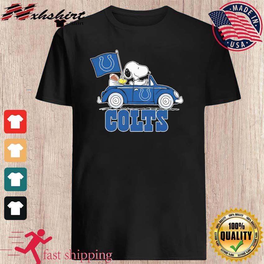 Indianapolis Colts football Snoopy dog drives Volkswagen car shirt