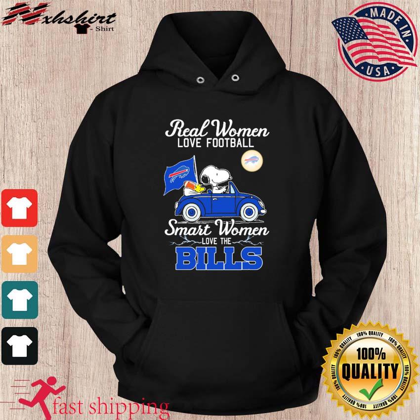 Official Real Women Love Football Smart Women Love The Peanuts Snoopy And  Woodstock Buffalo Bills On Car Logo Shirt, hoodie, sweater, long sleeve and  tank top