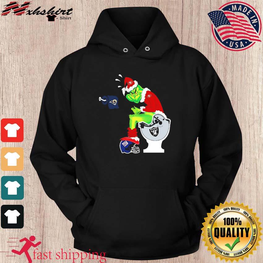 The Grinch San Francisco 49ers Shiiting On Toilet Las Vegas Raiders And  Othe Teams Shirt, hoodie, sweater, long sleeve and tank top