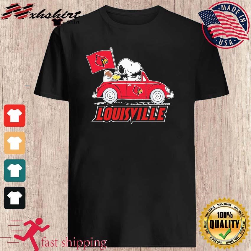 Snoopy And Woodstock Driving Car Louisville Cardinals Shirt - High-Quality  Printed Brand