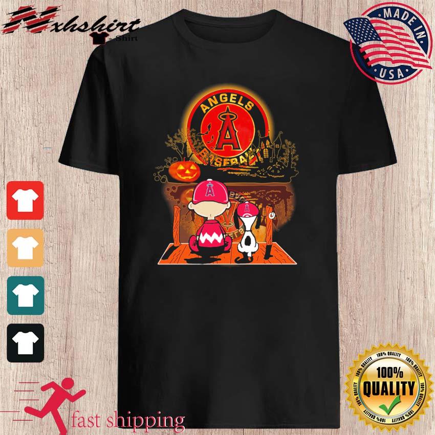 Peanuts Charlie Brown And Snoopy Playing Baseball Los Angeles Angels Shirt  - Peanutstee