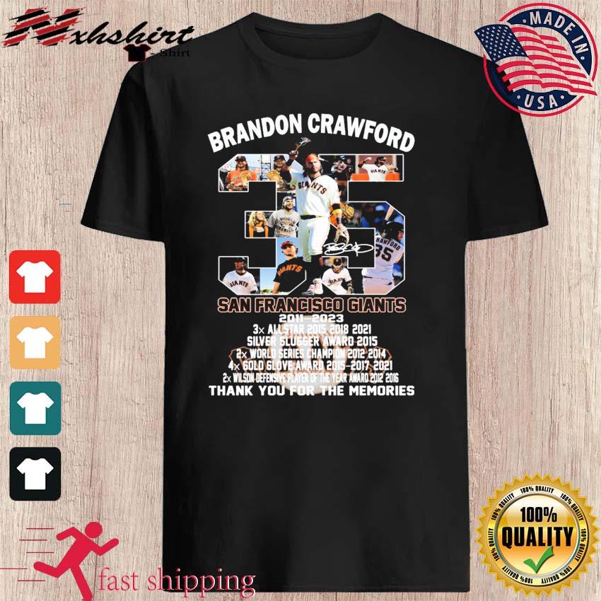 San Francisco Giants Brandon Crawford 2011-2023 Thank You For The Memories  Signatures Shirt, hoodie, sweater, long sleeve and tank top