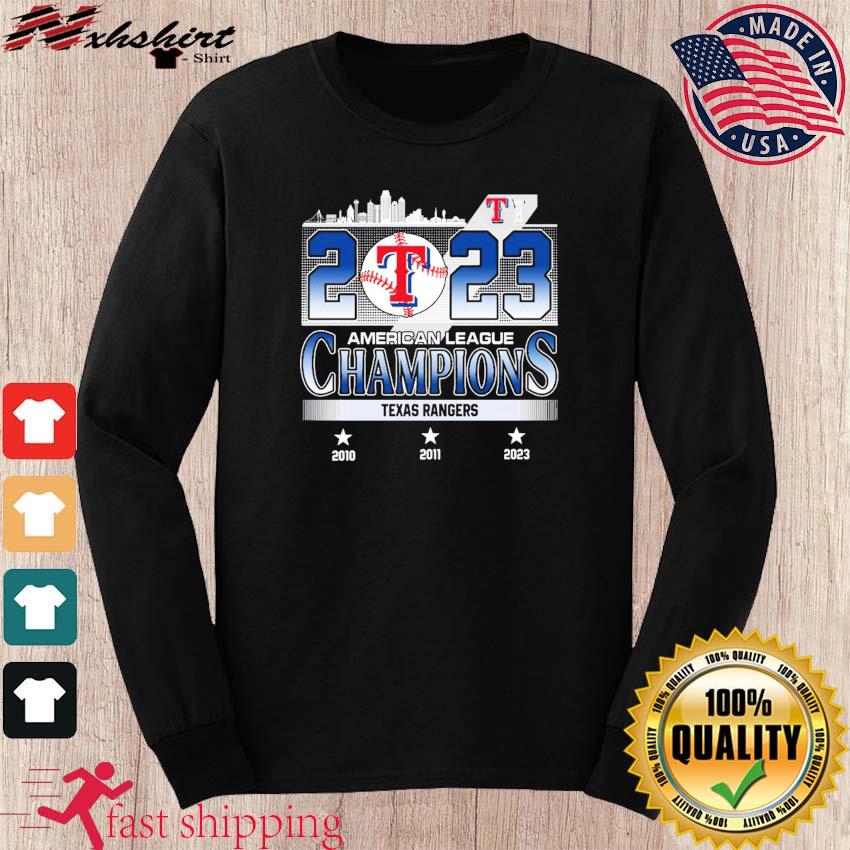 Rangers 2023 American League Champions Texas Rangers 2010 2011 2023 Shirt,  hoodie, sweater and long sleeve