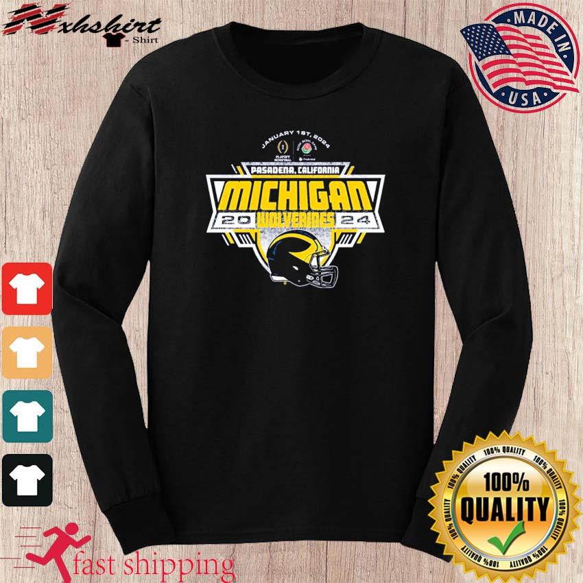 Michigan Wolverines 2024 Generic Helmet CFP Rose Bowl Bound Shirt