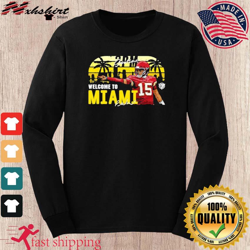 Patrick mahomes merch welcome to miami wht shirt, hoodie, sweater